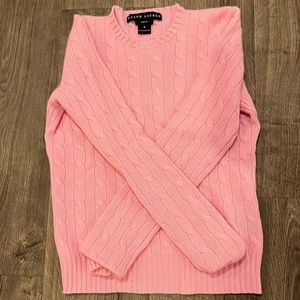 Pink Ralph Lauren CASHMERE knit cable sweater $690 NWOT